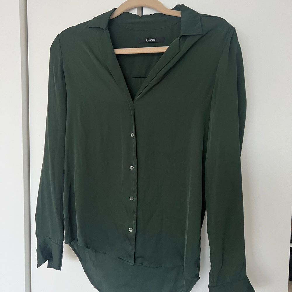 Quince Washable Stretch Silk Notch Collar Blouse